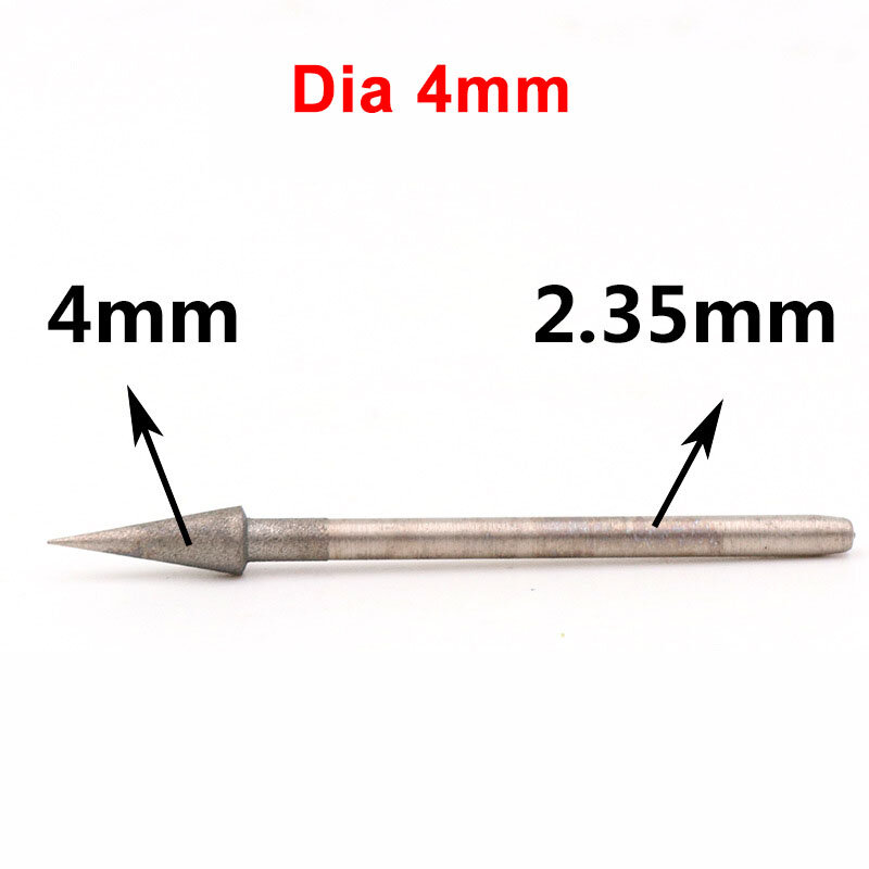 Cabezal de pulido de diamante galvanizado, aguja pulida de 2,35mm, herramienta de grabado de piedra de Jade, pin D para Dremel