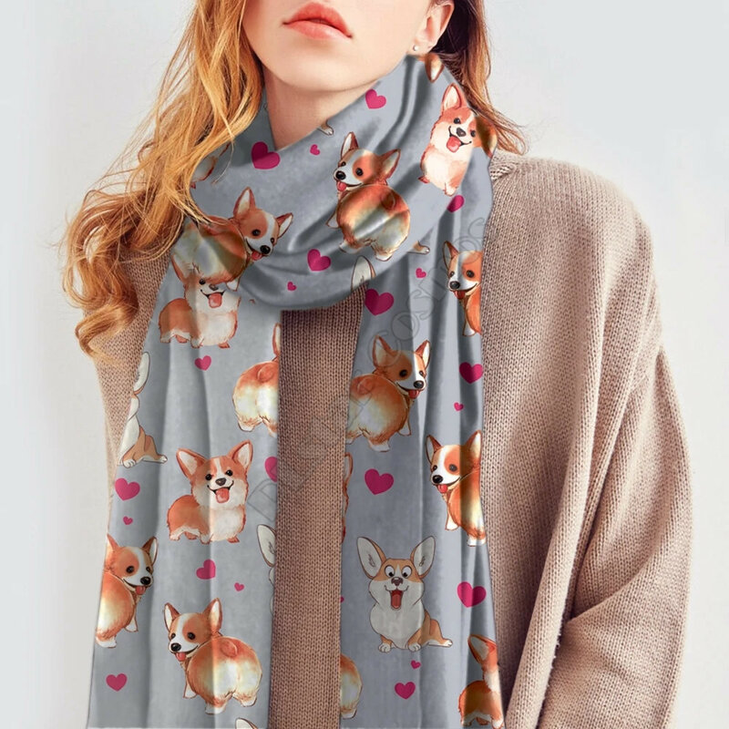 Милый искусственный кашемировый шарф с 3D рисунком, осень и зима, утолщенная теплая забавная шаль для собаки, шарф 02
