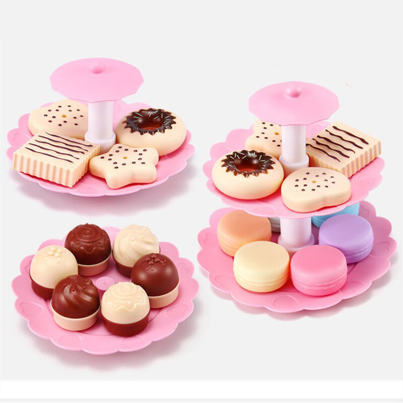 Dessert Tower miniatura cibo finto Dinette giocattolo per bambini cucina per bambini tè pomeridiano Set di giocattoli per ragazze cucina gioca Mini biscotti per torte