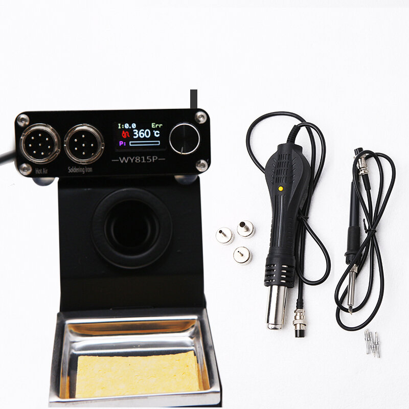 WY815P 납땜 스테이션 키트 뜨거운 공기 총 전기 납땜 인두 LED 디스플레이 DIY 재작업 납땜 제거 스테이션 납땜 도구, 영어