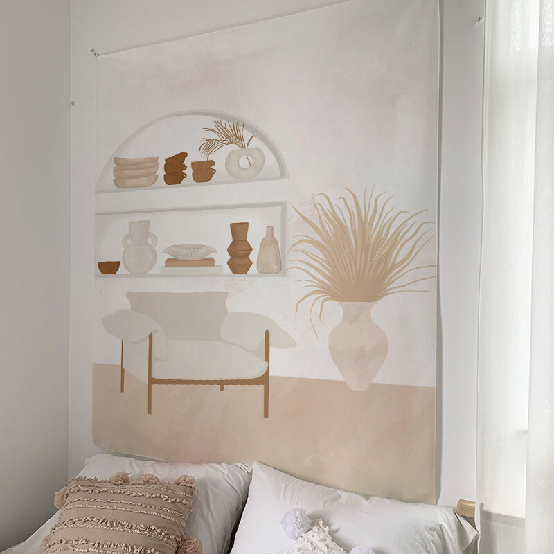 Tapiz de pared abstracto nórdico colgante, manta de pícnic creativa, de fibra de Chambre decorativo