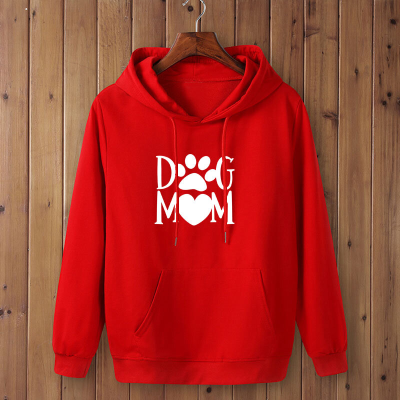 Dog Mom Womens Velvet Fashionable Long Sleeve Casual Sweatshirt Printing Heart shaped Print Kawaii Sweatshirt Clothing