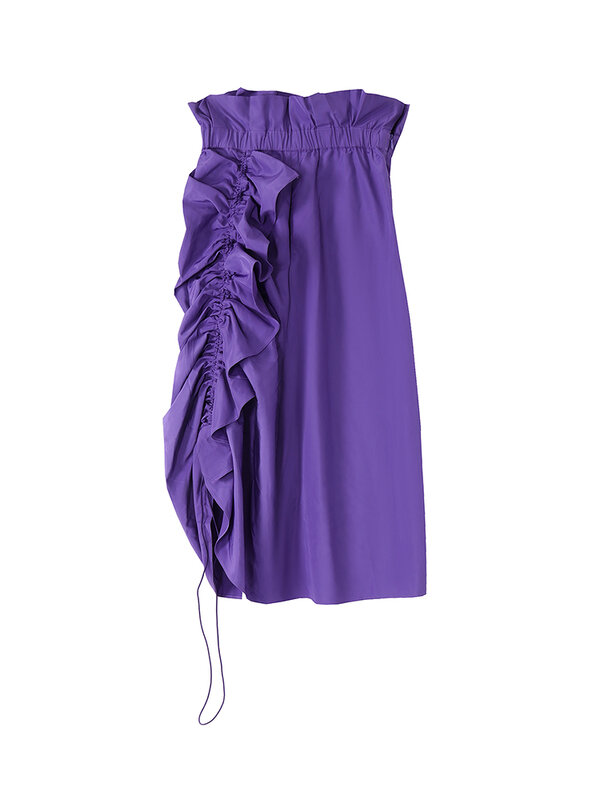 TIYIHAILEY Free Shipping 2021 New Fashion Long Mid-calf Women Spring Autumn Summer Ladies Skirt S-L High Waist Purple Ruffles