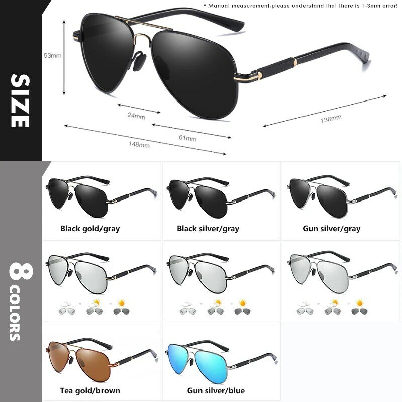 LIOUMO – lunettes de soleil polarisées photochromiques pour hommes et femmes, verres de luxe caméléon, lunettes de conduite, UV400