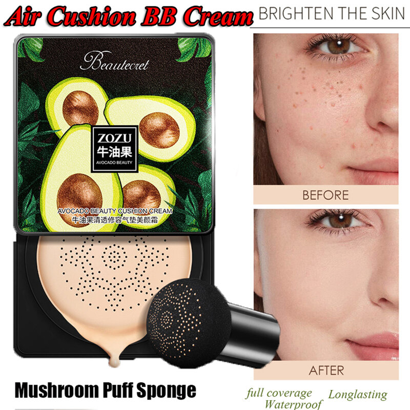 Женская осветительная губка в виде грибов, губка для лица, кушон для макияжа, BB крем, авокадо