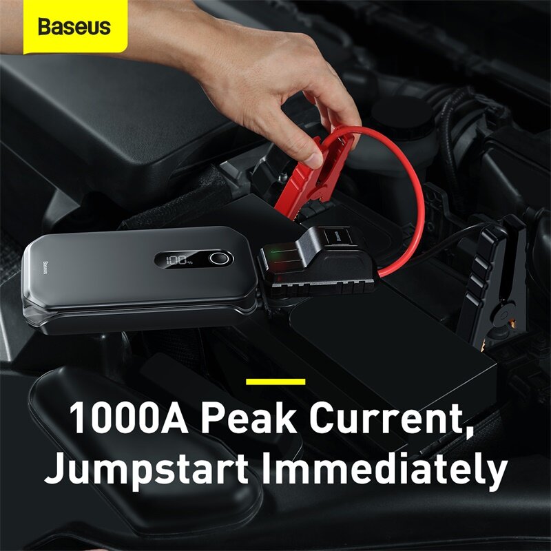 Baseus 12000MAh Bank Daya Starter Jump Mobil 12V Perangkat Starter Otomatis Baterai Booster Mobil 1000A Baterai Starter Darurat untuk Mobil