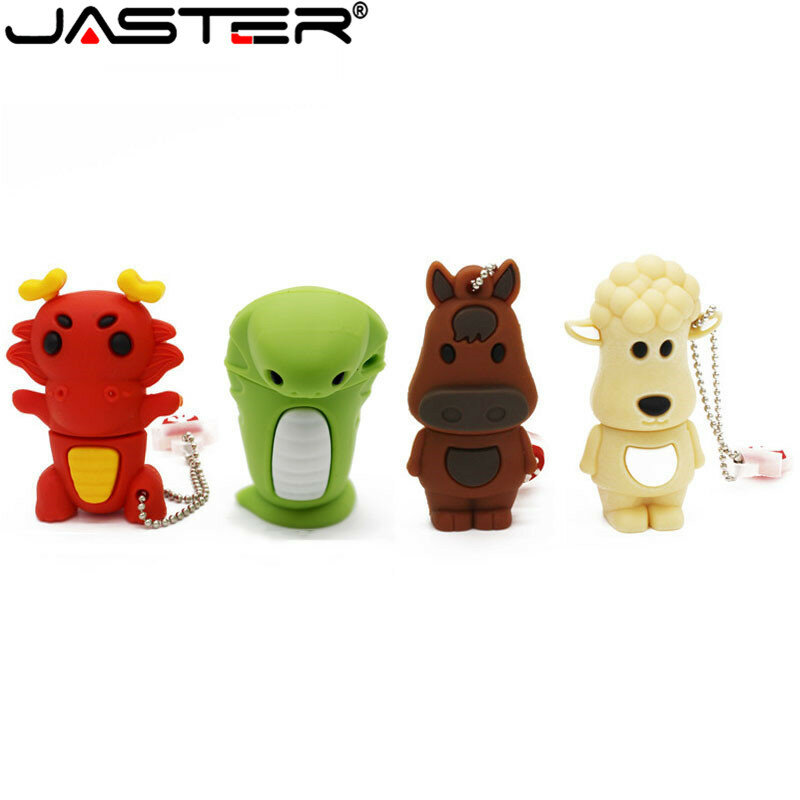 Clé USB en forme de personnage du zodiaque chinois, support à mémoire de 8 Go 16 Go 32 Go, lecteur flash, animal, serpent vert, poulet, lapin, cheval, singe