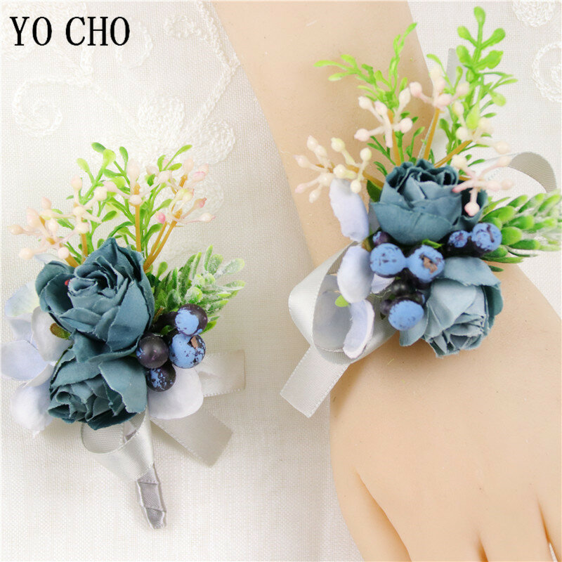 YO CHO-ramo de flores de seda para mujer, ramillete de muñeca, ramillete de dama de honor, suministros de boda