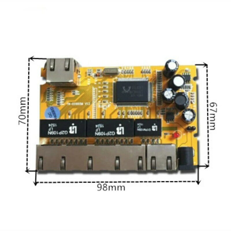 Pcba-módulo de interruptor industrial, oem/odm, 10/100/1000mbps, 5 portas ethernet, não gerenciado, ethernet, poe, pcba
