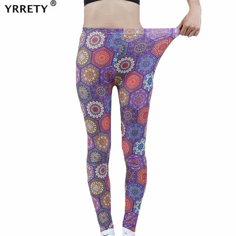 YRRETY Celana Yoga Pinggang Tinggi Kebugaran Wanita Olahraga Legging Print Bunga Push Up Celana Olahraga Gym Latihan Lari Aktif Pakaian Bawah Elastis