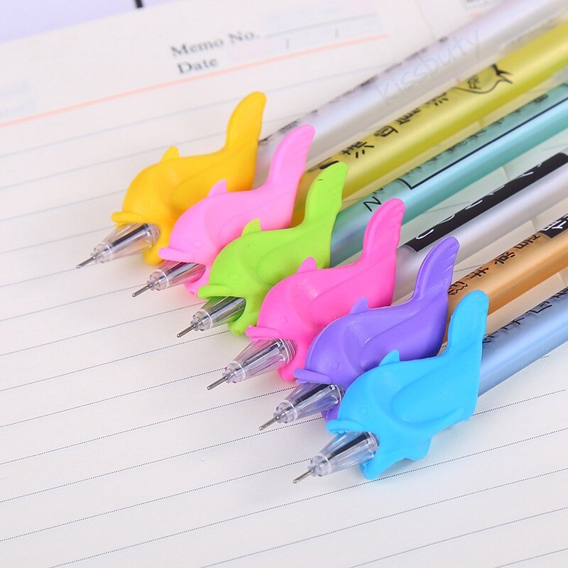 Dispositivo de correção de lápis de silicone para crianças, bebê aprendendo e escrevendo ferramenta, peixe caneta grip, escrita, papelaria, 10-30 pçs/set