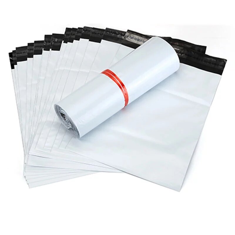 INPLUSTOP-bolsas de mensajería de plástico, sobres de polietileno impermeables con sello adhesivo, color blanco, 100 unids/lote