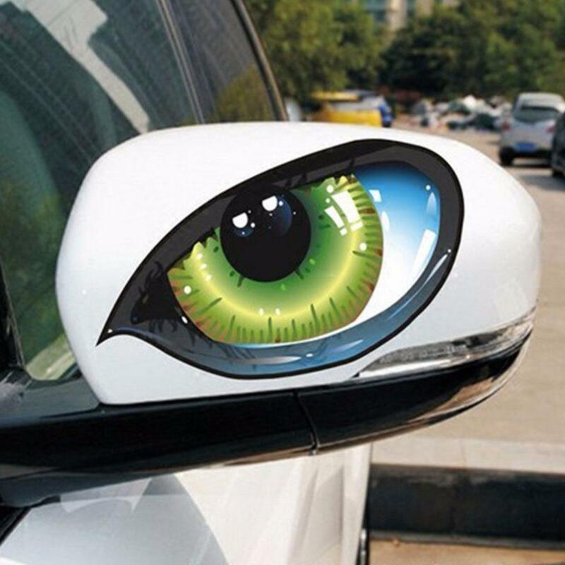 Motocicleta 3D Stereo Reflective Cat Eyes Sticker, Decalque criativo do espelho retrovisor para moto, carro, Auto Decoração Adesivos, 2pcs