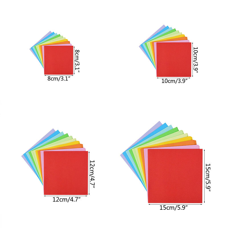 100Pcs Origami Square กระดาษสองด้านพับ Lucky Wish กระดาษหัตถกรรม DIY Scrapbooking สีสัน8x 8/10x1 0/12x1 2/15x15cm