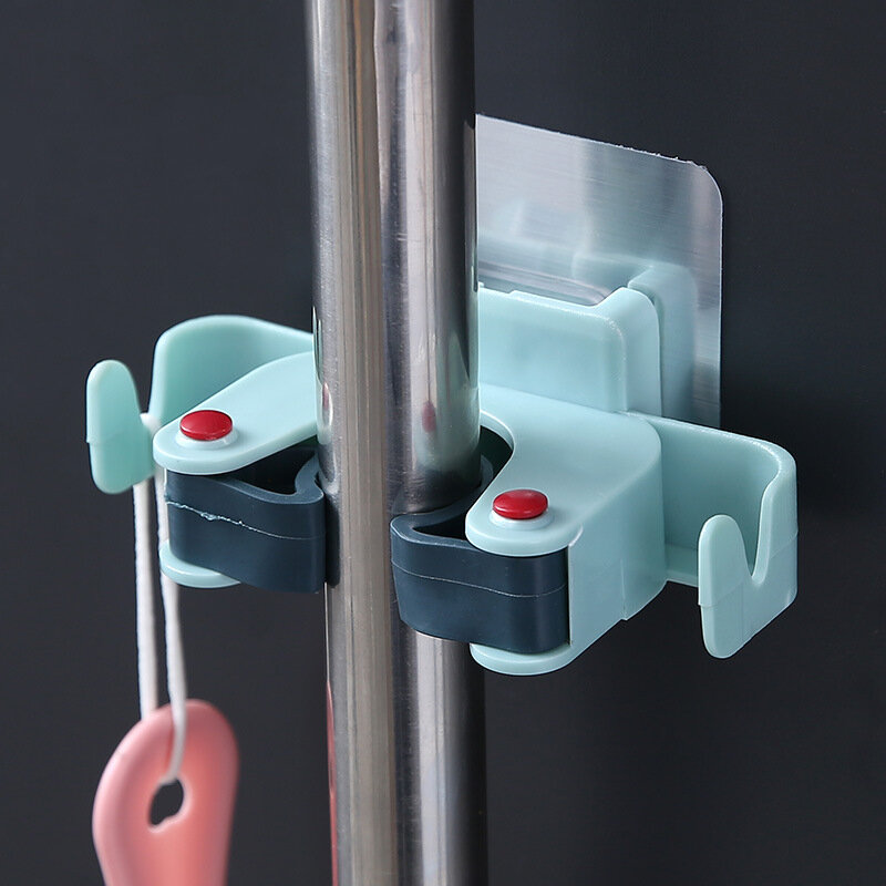 1 pz a parete Mop Rack Hook sospensione impermeabile Mop Clamp scopa appendiabiti organizzatore di stoccaggio clip strumenti in metallo dietro la porta