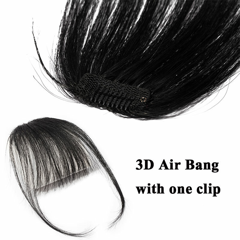 SEGO Small Short 3D Air Hair Bangs with Temples Human Hair Remy Clip in Hair Extensions Natural Fringe Hairpiece for Women