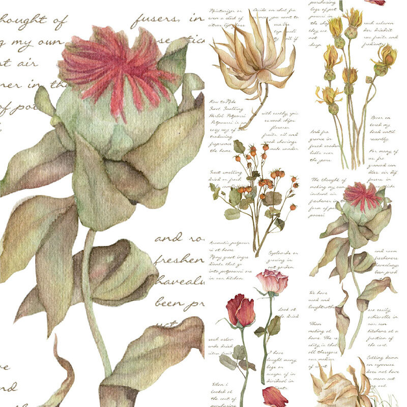 Cinta de Papel washi Original de flores para diario, libro de decoración DIY, cinta washi floral de 3,5 cm x 2m