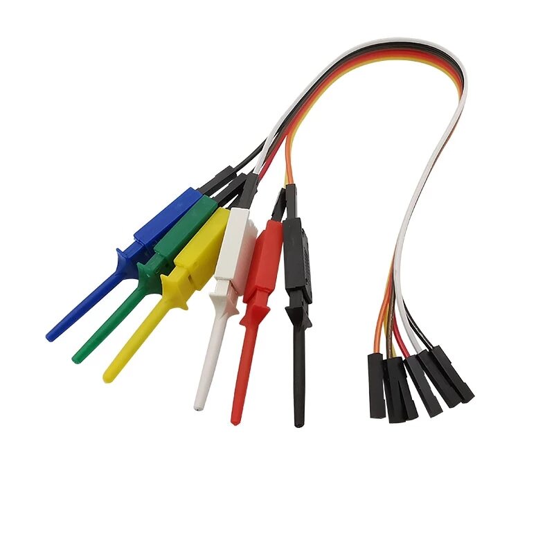 20/30CM gancio di prova Clip analizzatore logico cavo Gripper sonda Jumper Wire Clamp Kit giallo/rosso/nero/verde/bianco/blu