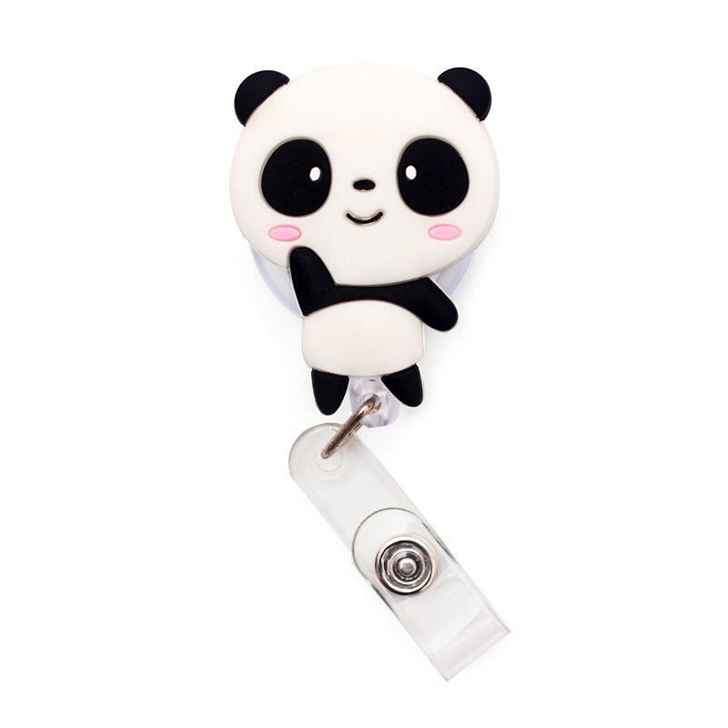 Śliczna Panda i chowany szpulka w stylu kocim dla posiadacza karty pielęgniarki i lekarza artykuły biurowe i szpitalne chłopiec i dziewczynka etykieta z imieniem