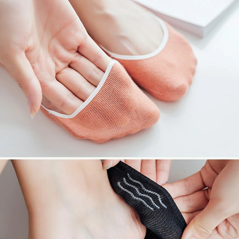 Conjunto de calcetines tobilleros invisibles para mujer, calcetín antideslizante de algodón, zapatillas de colores sólidos, paquete de 10 pares
