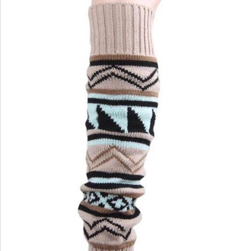 Calcetines largos bohemios para mujer, calentadores hasta la rodilla, de punto, Crochet