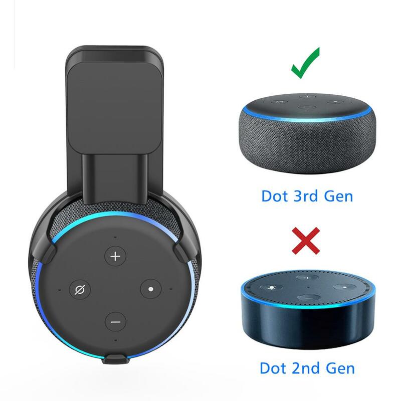 PlusAcc Presa di Montaggio A Parete Del Basamento Del Gancio per Amazon Alexa Echo Dot 3rd Gen Supporto di Lavoro Per Amazon Echo Dot 3 caso Spina In Camera Da Letto