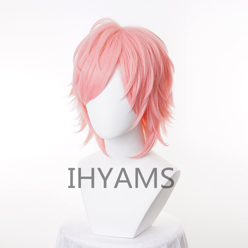 Ayato Yuri-peruca rosa curta Cosplay, Halloween RPG, Free Wig Cap