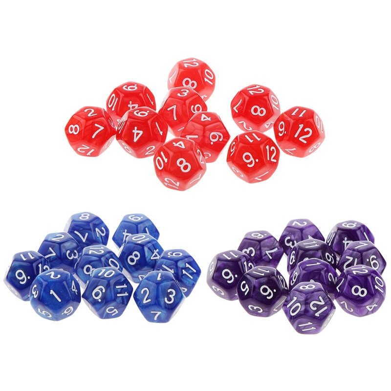 10 pezzi dadi a 12 facce D12 dadi poliedrici festa in famiglia accessori per giochi da tavolo RPG