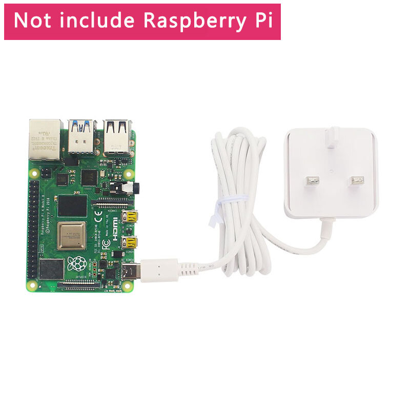 Adaptador de alimentação original raspberry pi 4, fonte de energia 5.1v 3a branca para raspberry pi 4 modelo b