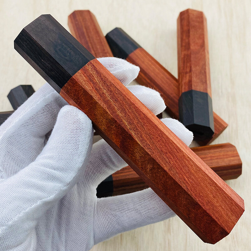 Wa lidar com cabo de madeira ébano punho octogonal artesanato manual diy semi-acabado damasco faca lidar com kitche
