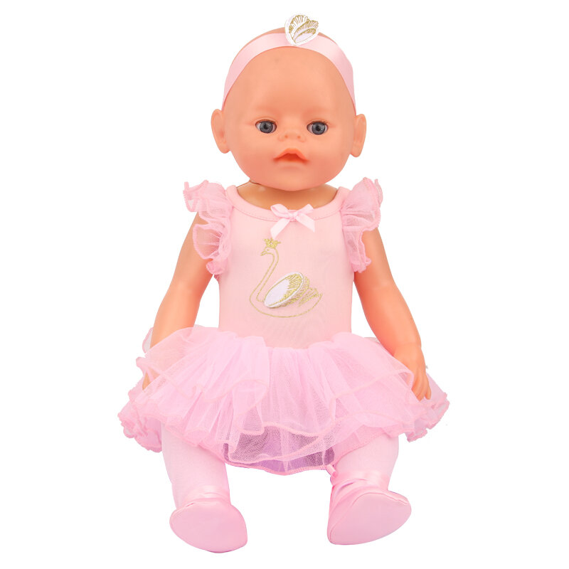 Newest Design Fashion Ballet Rich Clothes For 14&18Inch American Dolls Swan Ballet Dress Suit Fit 43cm Reborn Girl Doll Toy Gift