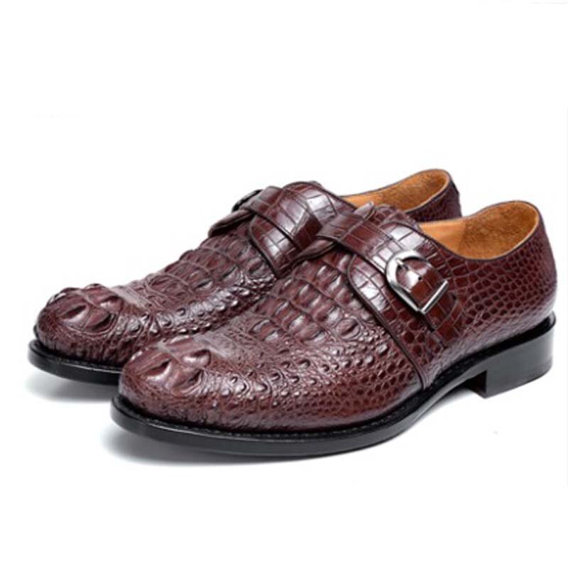 Ouluoer Baru Thailand Crocodile Pria Kulit Sepatu Kulit Pria Sepatu Bisnis Fashion Asli Crocodile Leather