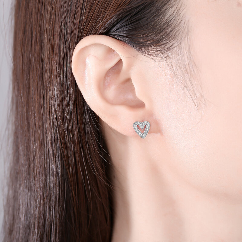Boucles d'oreilles originales en argent regardé 925 pour femmes, boucles d'oreilles en cristal, or rose, couronne, cœur, équation Extron, bijoux d'oreille, 2024