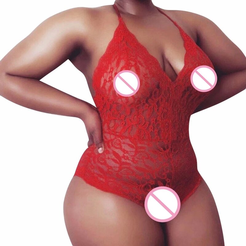 Pakaian Dalam Bodysuit Seksi Berenda Seksi Bodysuit Ukuran Besar Pakaian Dalam Lingerie Transparan Menggoda Pakaian Tidur Wanita