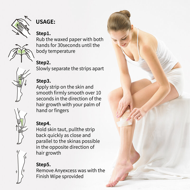 Szybkie skuteczne plastry z woskiem do usuwania włosów dwustronna długotrwała depilacja bezpieczny papier woskowany dla kobiet na nogi/Bikini/ramię/szyję