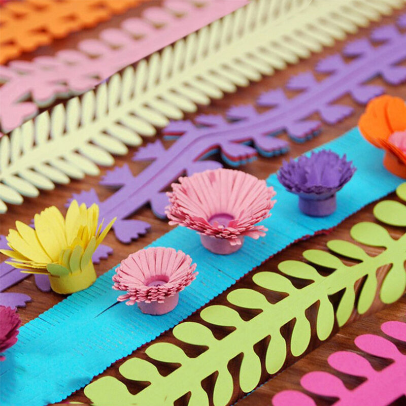 Rollo de papel en forma de flor para manualidades, tira de papel en 5 colores (5 pares/10 Uds.), tipo de flor, Material de Origami para estudiantes