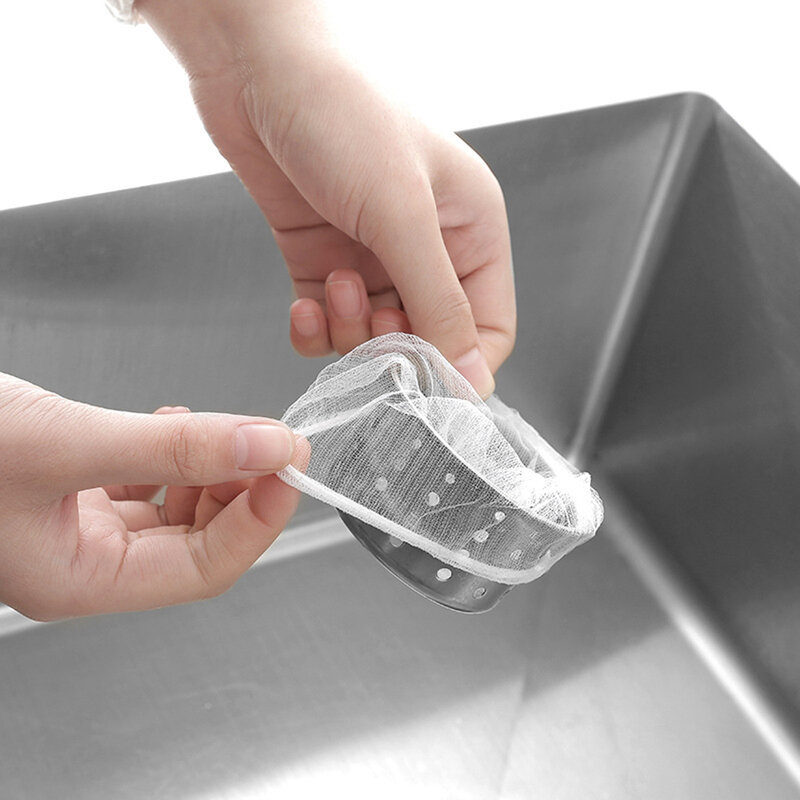 30pcs/100pcs Disposable Kitchen Sink Strainer Bag Shower Sink Hair Rubbish Storage Mesh Bag Sewer Water Filter