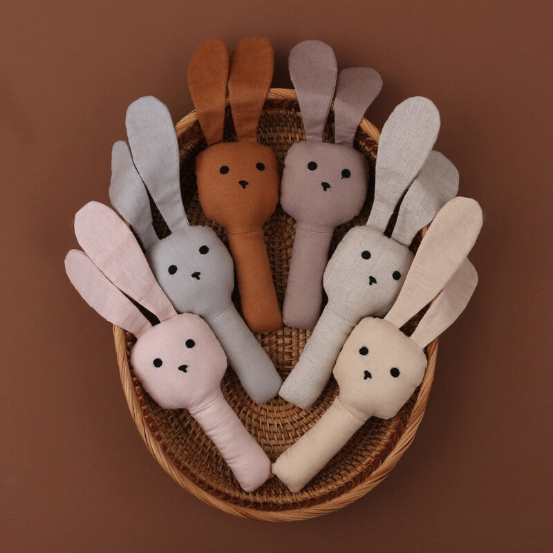 Clochettes à main en peluche pour nouveau-né, jouet éducatif en forme de lapin, à longue oreille