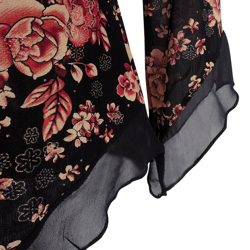Yitonglian размера плюс женская рубашка 2020 блузки с цветочным принтом Туника Топы повседневные расклешенные рукава Длинная блузка рубашка Блузы элегантные H369R
