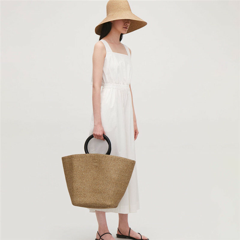 Solidna duża pojemność torby słomiane torebki damskie czeskie letnie torby plażowe damskie torby tote Handmade rattanowe torebki damskie podróżne