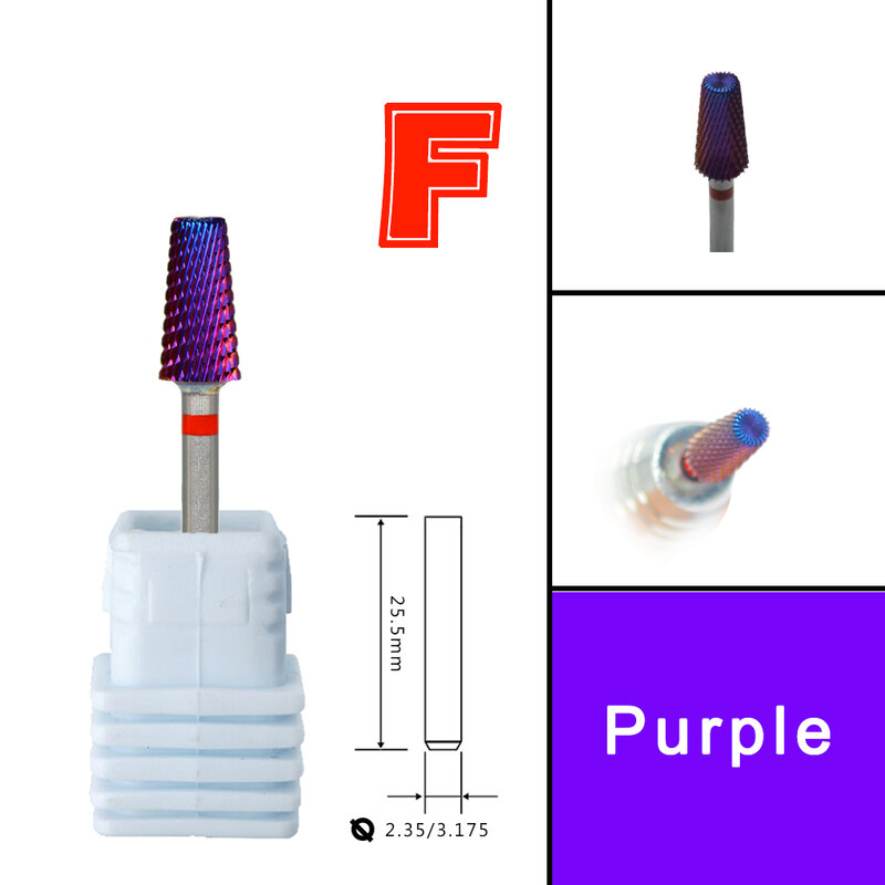 紫色のタングステンカーバイドネイルドリルビット、4 in 1カーバイド、2つのハンド、7.0、大、中、小、3サイズ、6.0