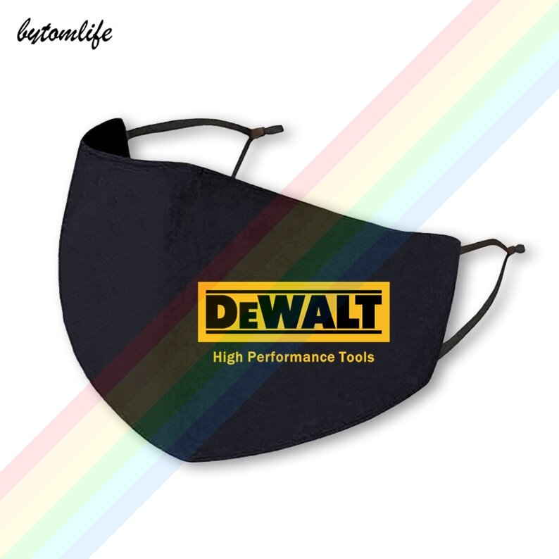 Fashion Dewalt Power Tools Logo drukowanie poliester zmywalny oddychający wielokrotnego użytku wodoodporna i pyłoszczelna bawełniana maseczka na usta