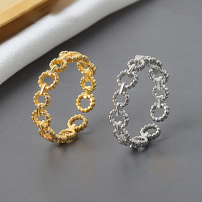Bfclub 925 prata esterlina anéis abertos para mulher forma corrente aberto geometic na moda anillos aniversário presente de casamento