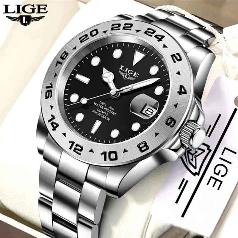 2023 Novos LIGE Relógios Para Homens Sport Quartz Relógios De Pulso De Luxo Relógio De Aço Inoxidável com Homens Luminosos Relógio Relogio masculino