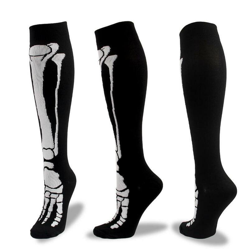 Sports Compression Stockings Skull Pattern Halloween Calf Pressure Running Cycling Compression Socks Relief Fatigue