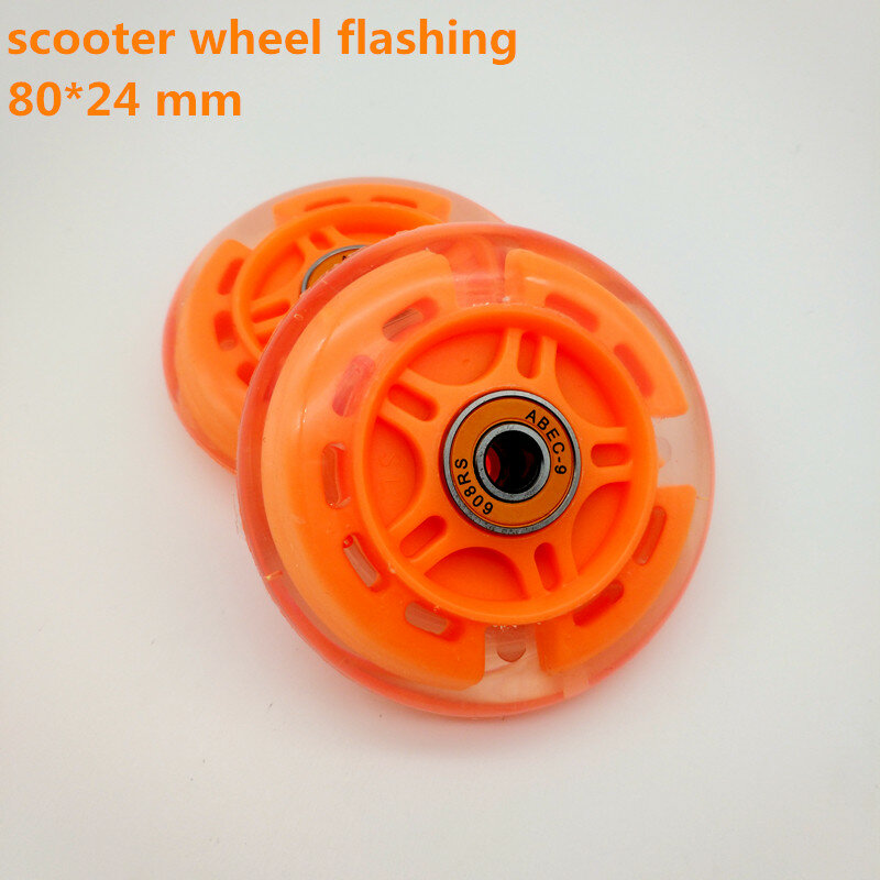 free shipping scooter wheel  flashing wheel 80 MM mm 2 pcs /lot bearing abec-9
