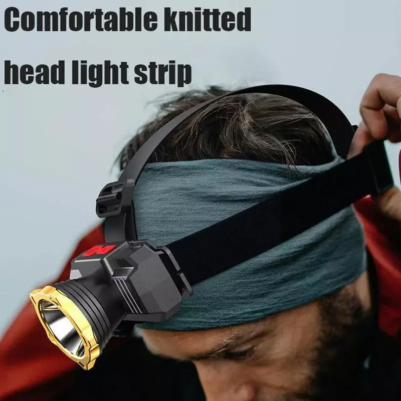 LED Strong Headlamp Rechargeable Super Bright Long-range Head-mounted Night Fishing Waterproof Household Outdoor Camping