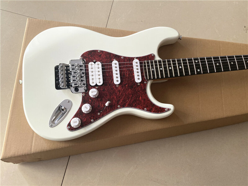 Hohe-qualität creme-weiß doppel-schaukel gitarre griffbrett nut fan kann angepasst werden kostenloser versand