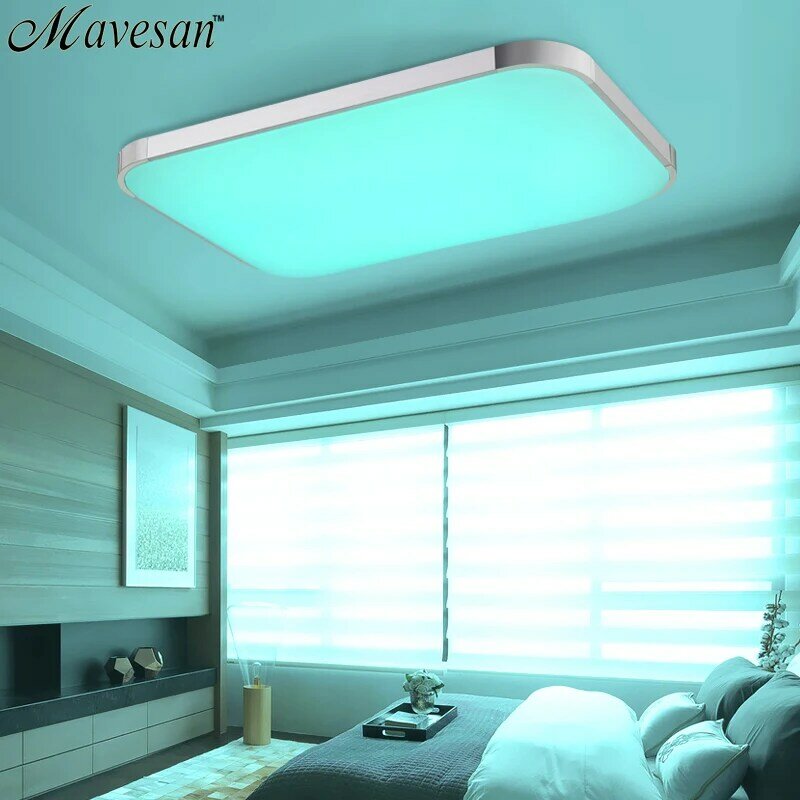 Luces de techo LED modernas para sala de estar lustres cuadrados plafoniera led Dimmer RGB lámparas de techo dormitorio luminaria teto remoto