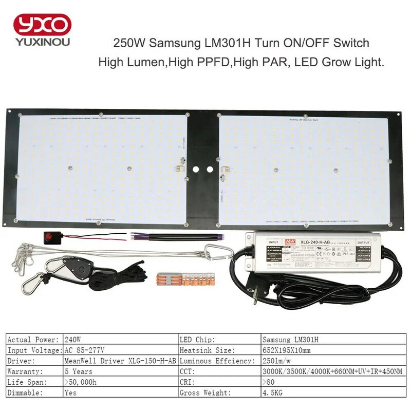 Dimmable LED Grow Light UV IR Quantum Tech LED Board Sam-ng LM301H V2 120W 240W 320W 480W With Meanwell Driver 7 years Warranty